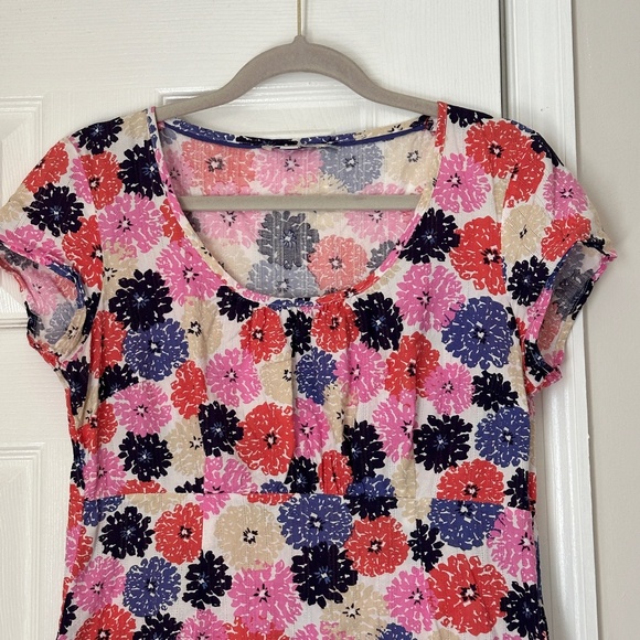 Women's Boden Floral Multicolor Dress Size 8 Regular Cap sleeve Knee Length - Picture 2 of 7